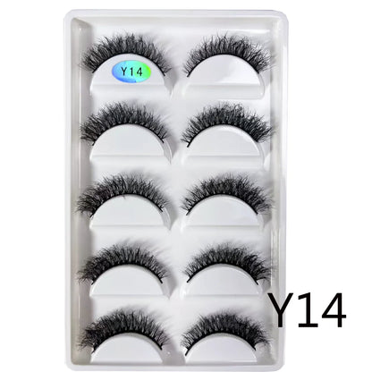 NEW 5 Pairs 3D Y08 Natural Mink False Eyelashes Fluffy Style Makeup Eyelash Fake Eye Lashes Faux Cilios Make Up Beauty Tools