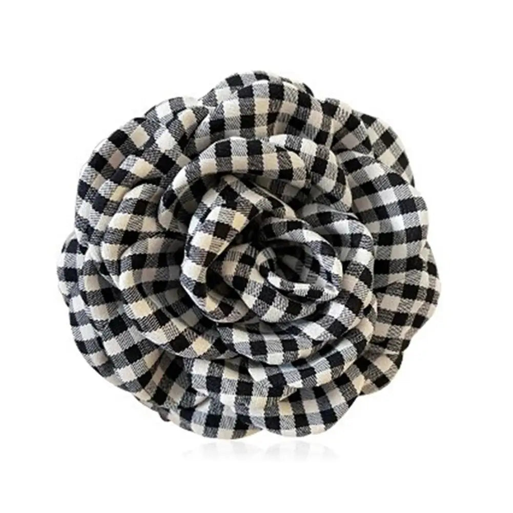 2025 New Grid Hair Claw Women's Gripper Korean Version Flower Hairpin Yellow Rose Exquisite Grab Clip Hair Accessory For Girls