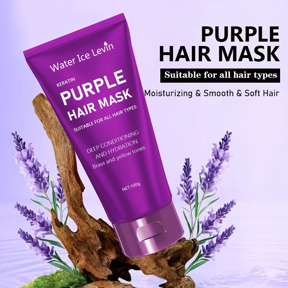 Purple Hair Mask - Lotion Is for Blonde Hair, Platinum, Bleached, Silver, Gray, Gray and Brass Hair - Remove Yellow Blend Dry, Damaged Hair - No Residual and Vegetarian Food