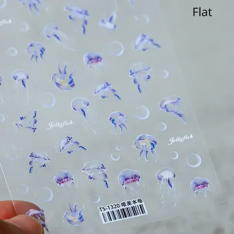 Magical Blow Bubbles Goldfish Bunny Rabbit Cat Kitten Shape Shiny Dreamy Bubbles 5D Nail Art Decorations Sticker Manicure Decal