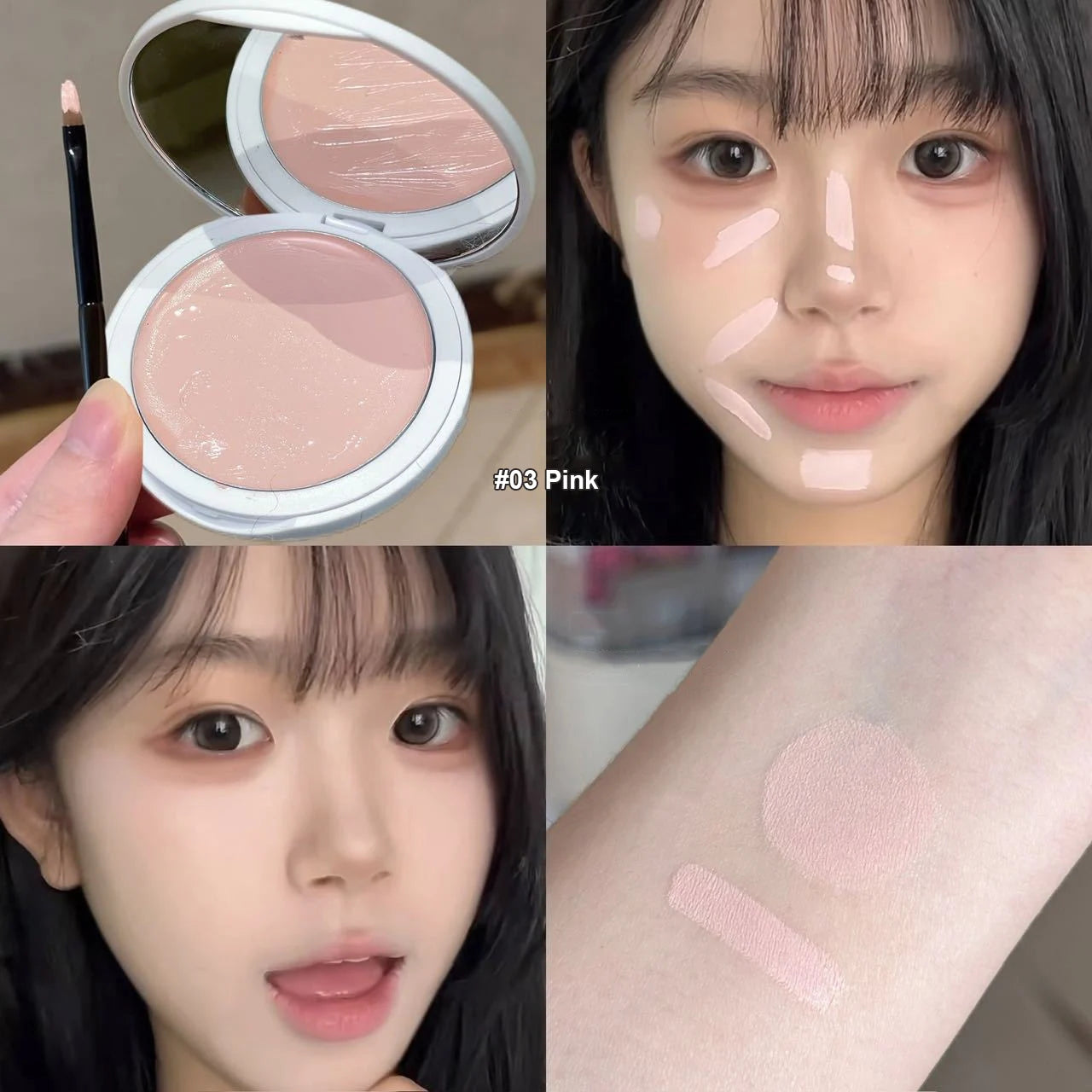 White Pink Brightening Highlighter Cream Concealer Matte Face Highlight Cream Cover Acne Spot Dark Circles Moisturizing Makeup