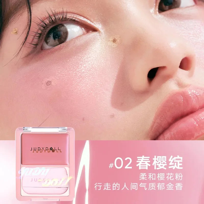 Judydoll Water Light Cream Hydrating Blush Multi Purpose Moisturizing High Light Expanding With Puff Long-lasting Face Makeup