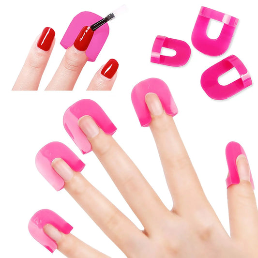 LINMANDA 26Pcs Nail Polish Protector for Fingers Nail Polish Guard Soft Plastic U Shield Skin Cuticle Protector Nail Art Tools