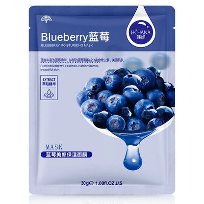 10pcs Natural Plant Facial Mask Moisturizing Oil Control Anti-Aging Fruit Aloe Korean Sheet Face Mask Beauty Skin Care Prodcuts