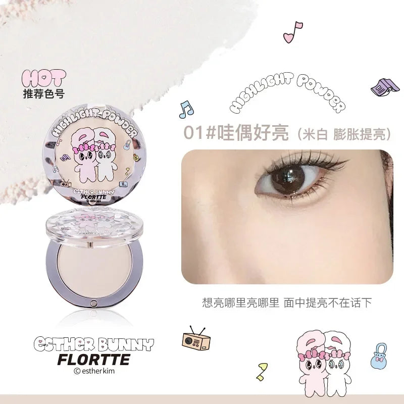 FLORTTE Esther Bunny Single-Colour Highlighter Powder Matte Brighten Contour Palette Face Makeup Cosmetics