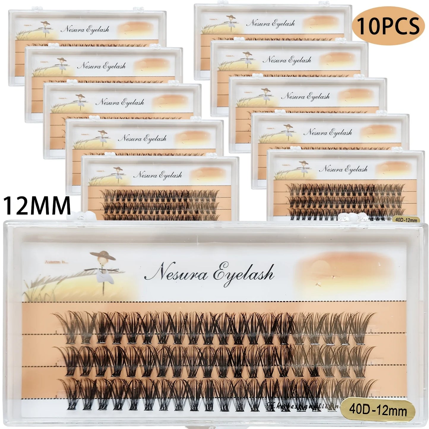 Sackvis10pcs/lot Cluster Eyelashes 3 Rows 10D/20D/30D/40D Natural Style Individual Eyelash Bundles Handmade Supplier