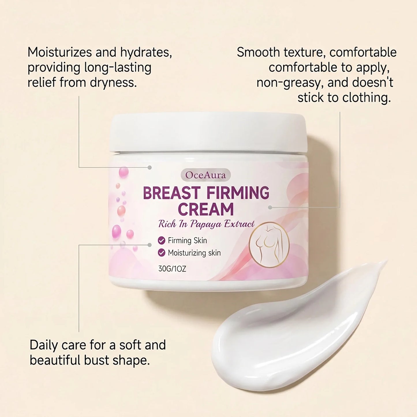 Papaya Extract Chest Care Cream Moisturizes Elastic Skin, Improves Sagging Chest Shape, Daily Chest SPA Massage Nourishing Cream