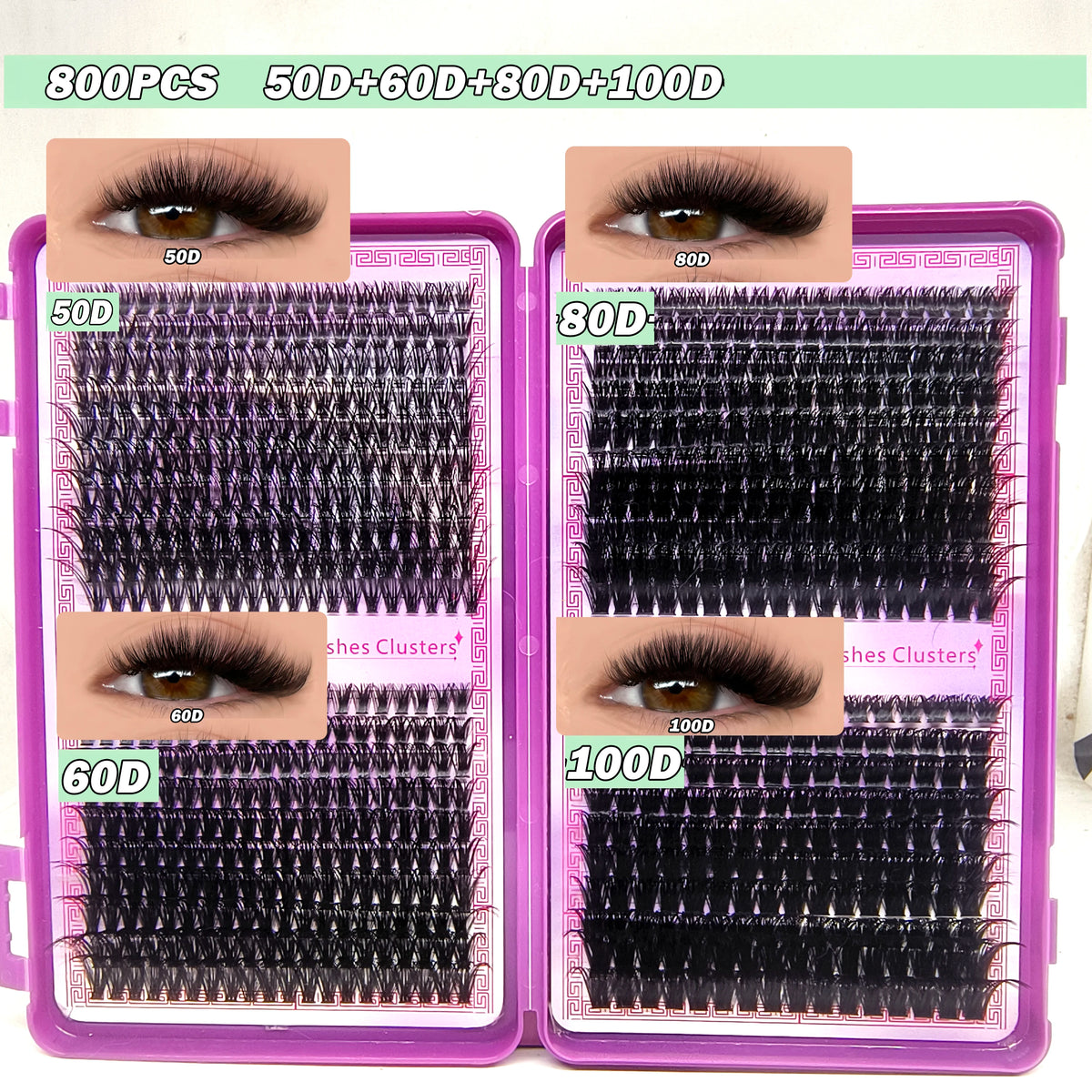 40D-150D Lashes Cluster DIY Lash Extension Mixed Tray Clusters Eyelashes Fluffy Volume Individual Lashes Cat Eye Lash Extension