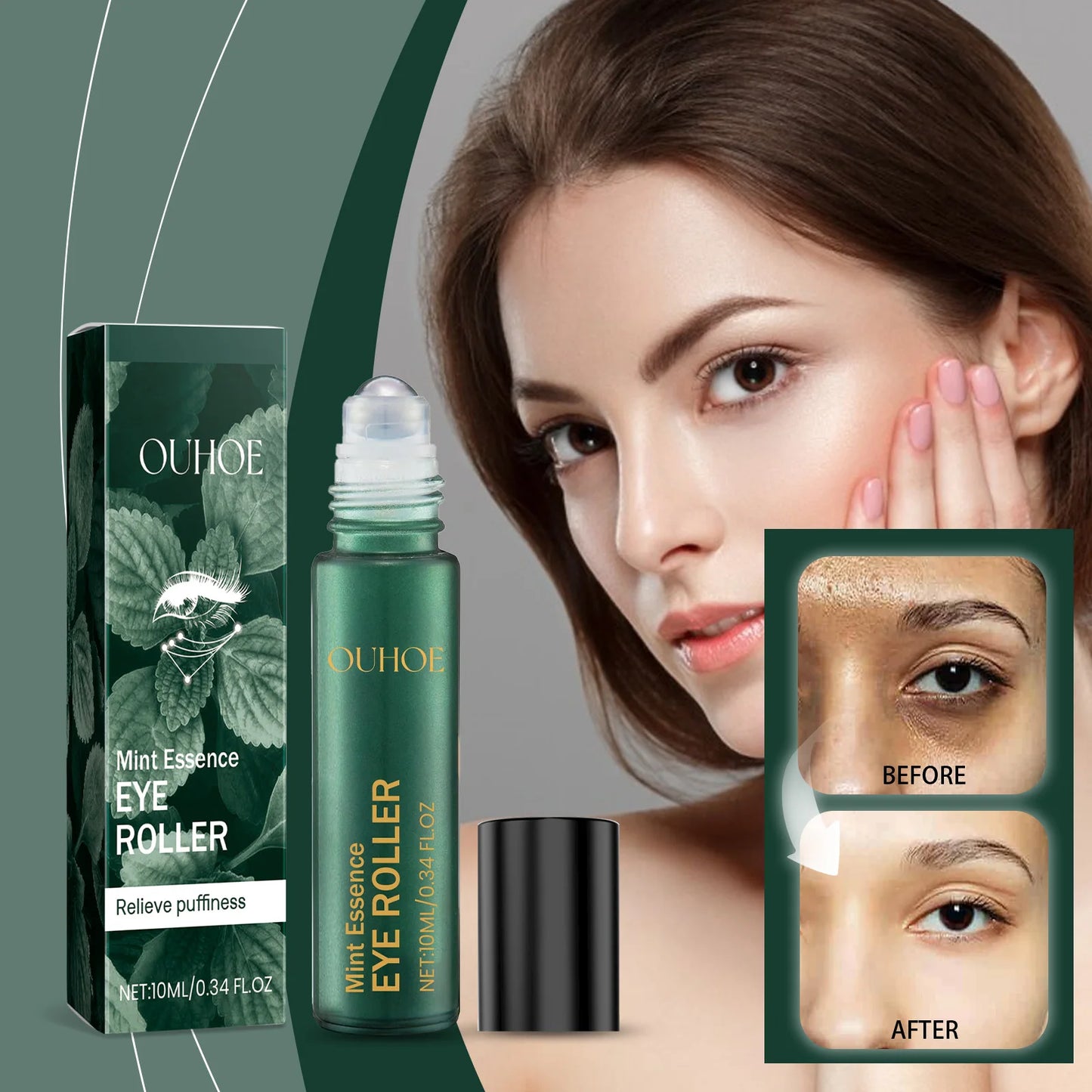 Mint Eye Serum Contains Vitamin C To Reduce Fine Lines and Crow's Feet. Moisturizing Eye Care Products. Skin Care Products