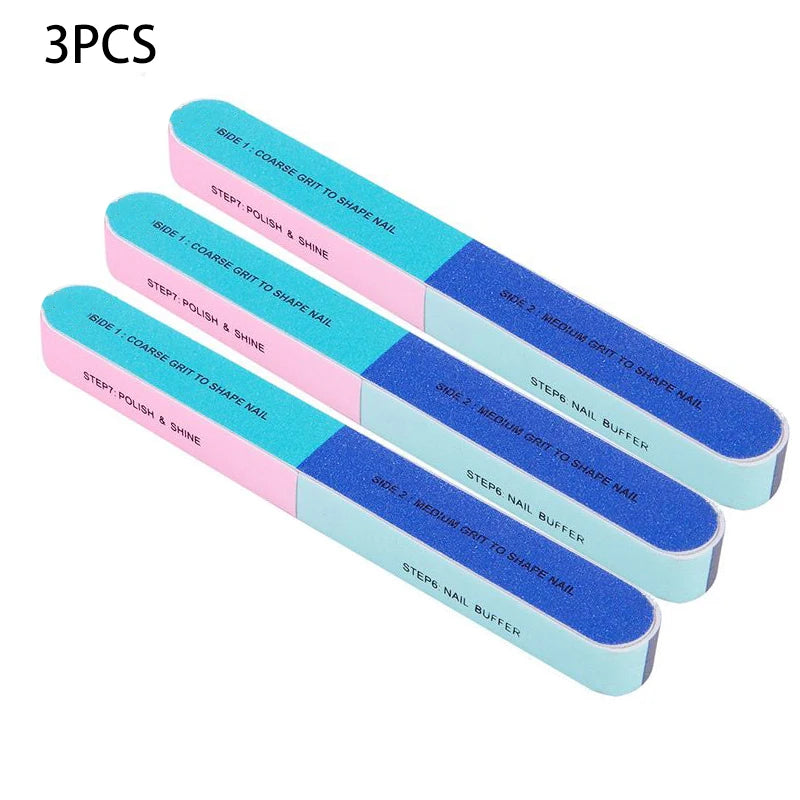 3/5/7/10pcs Nail File Seven Sided Polishing Tools Manicure Pedicure Professional Files Nail Art Sanding Buffer Block Nail Tools
