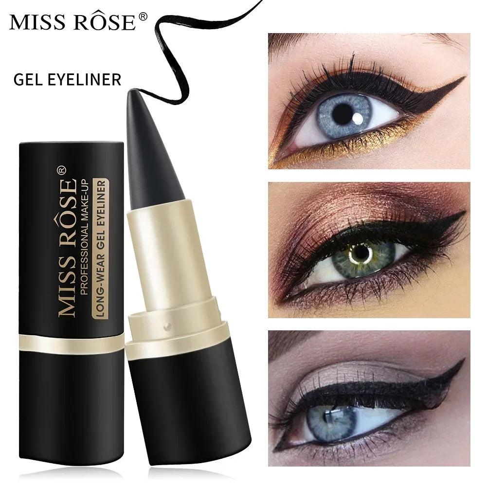 Miss Rose Black Long-Lasting Eye liner Pen Makeup 24-Hour Waterproof Gel Eye Shadow Eyeliner Pencil Kajal Eye Shimmer Cosmetics