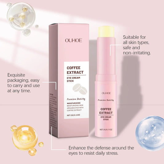 OUHOE Eye Cream Stick, Hyaluronic Acid, Tocopherol, Glycerin, Eye Area, Tightening and Moisturizing, 3.00g