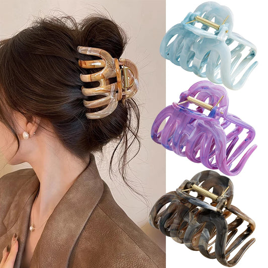New Large Marble Stripes Pumpkin Hair Claws Crab Hairpins For Women Sweet Hair Clip Barrettes Headband Hair Accessories Styling