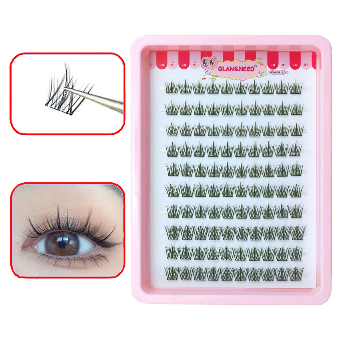 10 Rows Cat Eye Single Cluster Fake Eyelashes Natural Cosplay Makeup False Eyelashes Self-adhesive Natural Wispy Lash Extension