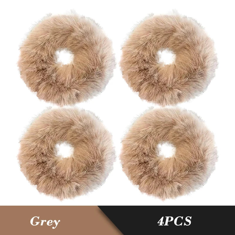 1PC Fluffy Warm Autumn Winter Elastic Hair Band Scrunchies Large Intestine Hair Ring For Women Girls Plush Hair Rope Hairwear
