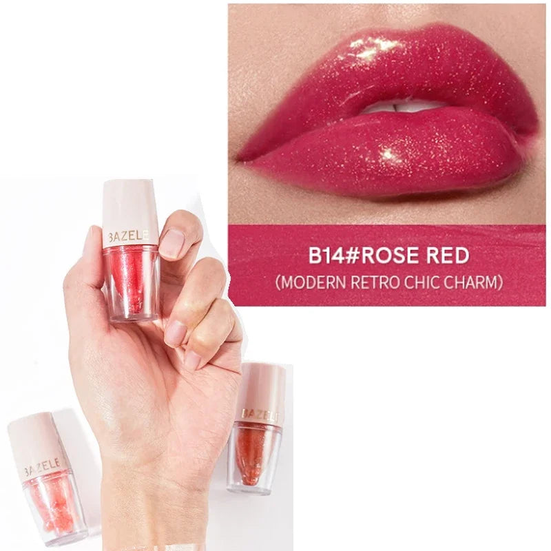 High Quality 14 Color Mirror Pearl Lipstick Lip Gloss Cosmetic Non-stick Cup Moisturizing Shine Glitter LipGloss Lip stick Women