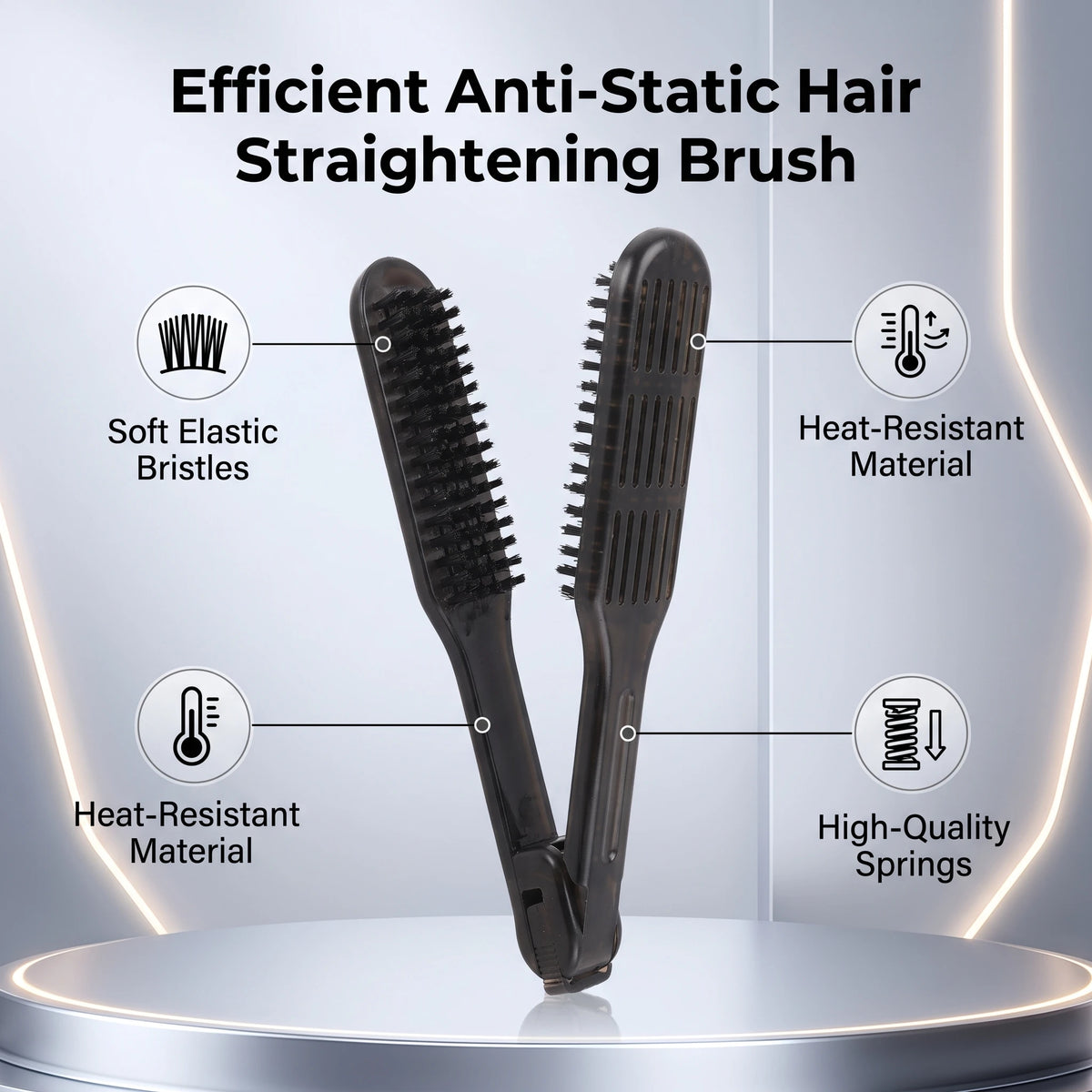 Pro Hairdressing Straightener Hairbrush Nylon Hair Straightening Double Brushes V Shape Comb Clamp Styling Tools Brush