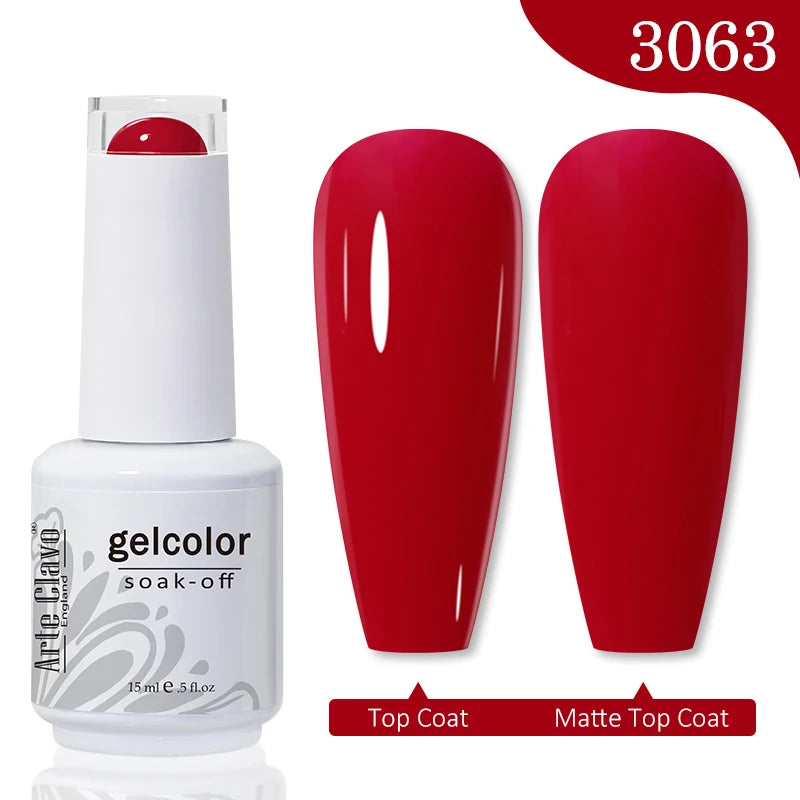 Arte Clavo 15ml Rose Red Pink Color Gel Nail Polish Autumn Winter Hot Sale Long Lasting Soak Off For Manicure Nail Art Gel