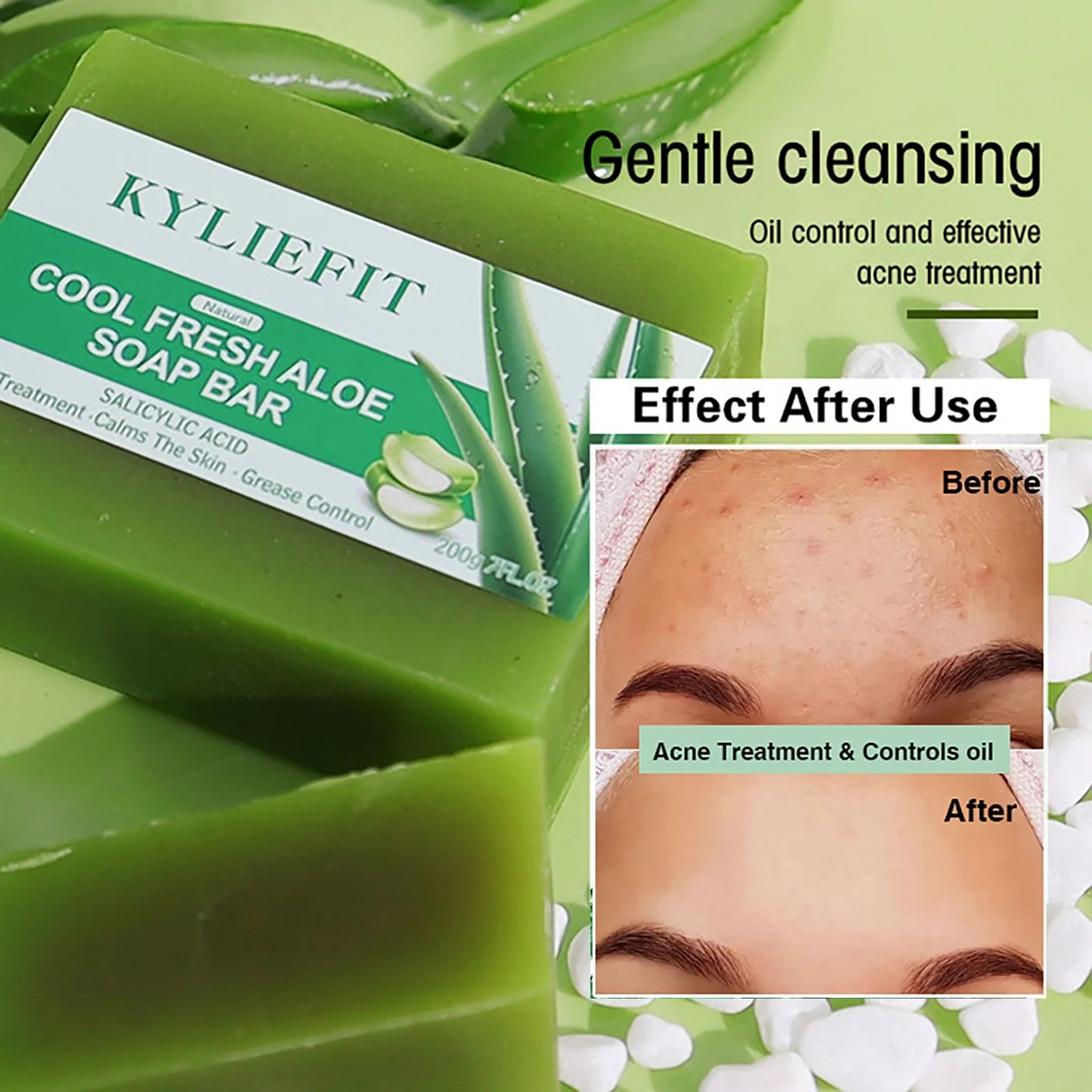 Aloe Vera Soap Bar With All Natural Ingredients, Remove Acne, Dark Spots, Brightening, Oil Control, Clean Skin, Exfoliation