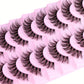 10 Pairs  Natural Fluffy D Curl 3D Volume Wispy False Eyelashes with Clear Band - Soft, Lightweight, and  - Reusable Lashes