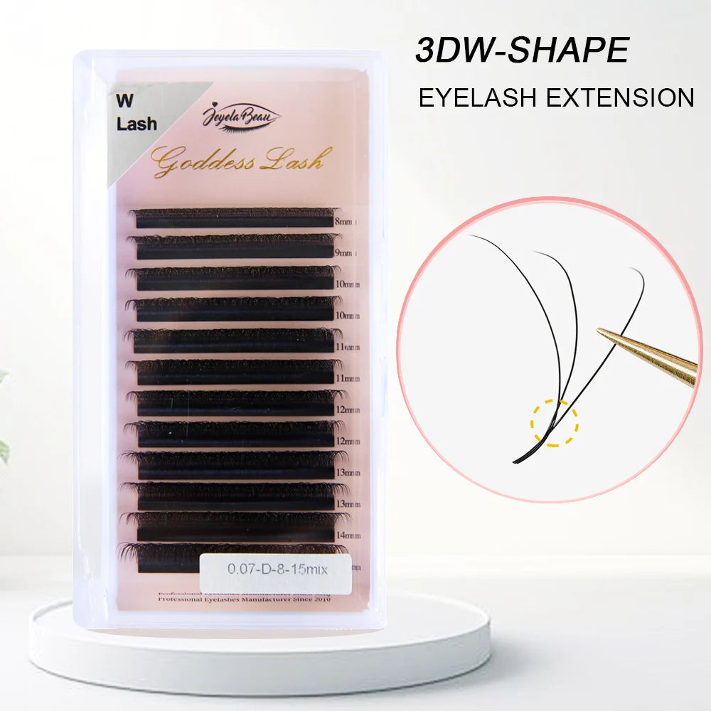 Goddess 3D/4D/5D/6D/7D/8D W Shape Lashes 4D Premade Fan Lash Extensions 0.07 C/D Curl Natural Soft High Quality Individual Lashe