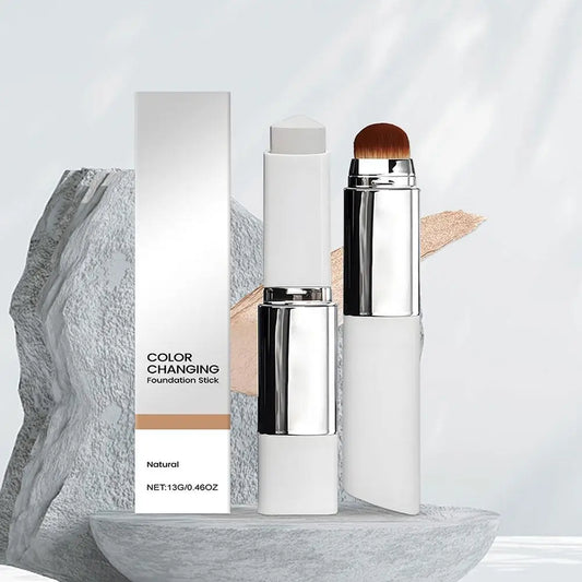 2-in-1 Color-Changing Foundation Stick Liquid Lightweight Moisturizing Brightening Foundation Color Changing For All Skin Types