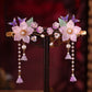 2pcs Chinese Hanfu Hair Clips Hairpins Flower Girls Pink Barretes Crystal Tassel Children Hair Accessories Jewelry Headwear