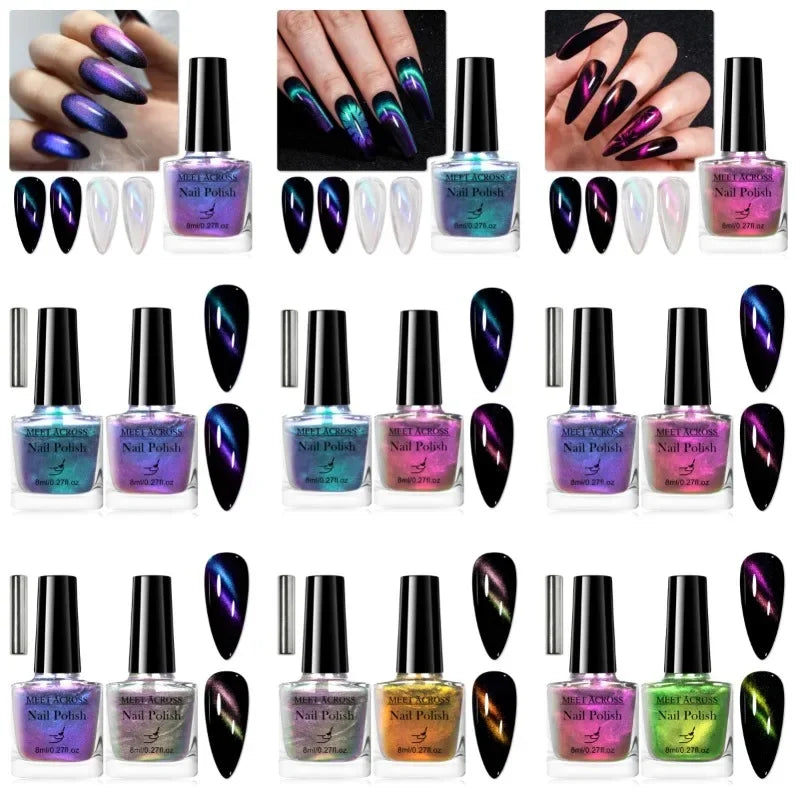 3pcs/set 8ml Cat Magnetic Nail Polish Long Lasting Quick Drying No Need of Lamp to Cure Nail Supplies Vernis for Nails Manicure