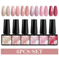 MTSSII 6PCS/Set Sparkly Red Roes Red Gel Nail Polish Shinning Nail Art LED UV Gel Varnish Nail Supplies Manicure Kit for Nails