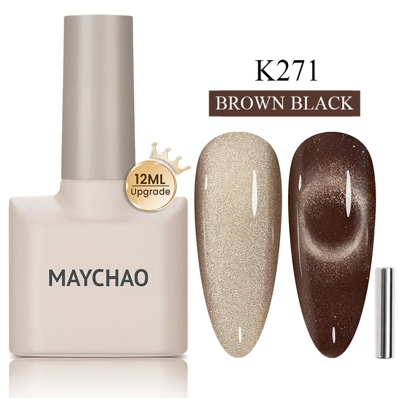 MAYCHAO 10ml Cat Magnetic Gel Nail Polish Cat Eye Glitter Effect Semi Permanent Soak Off UV Gel Varnish Manicure For Nail Art