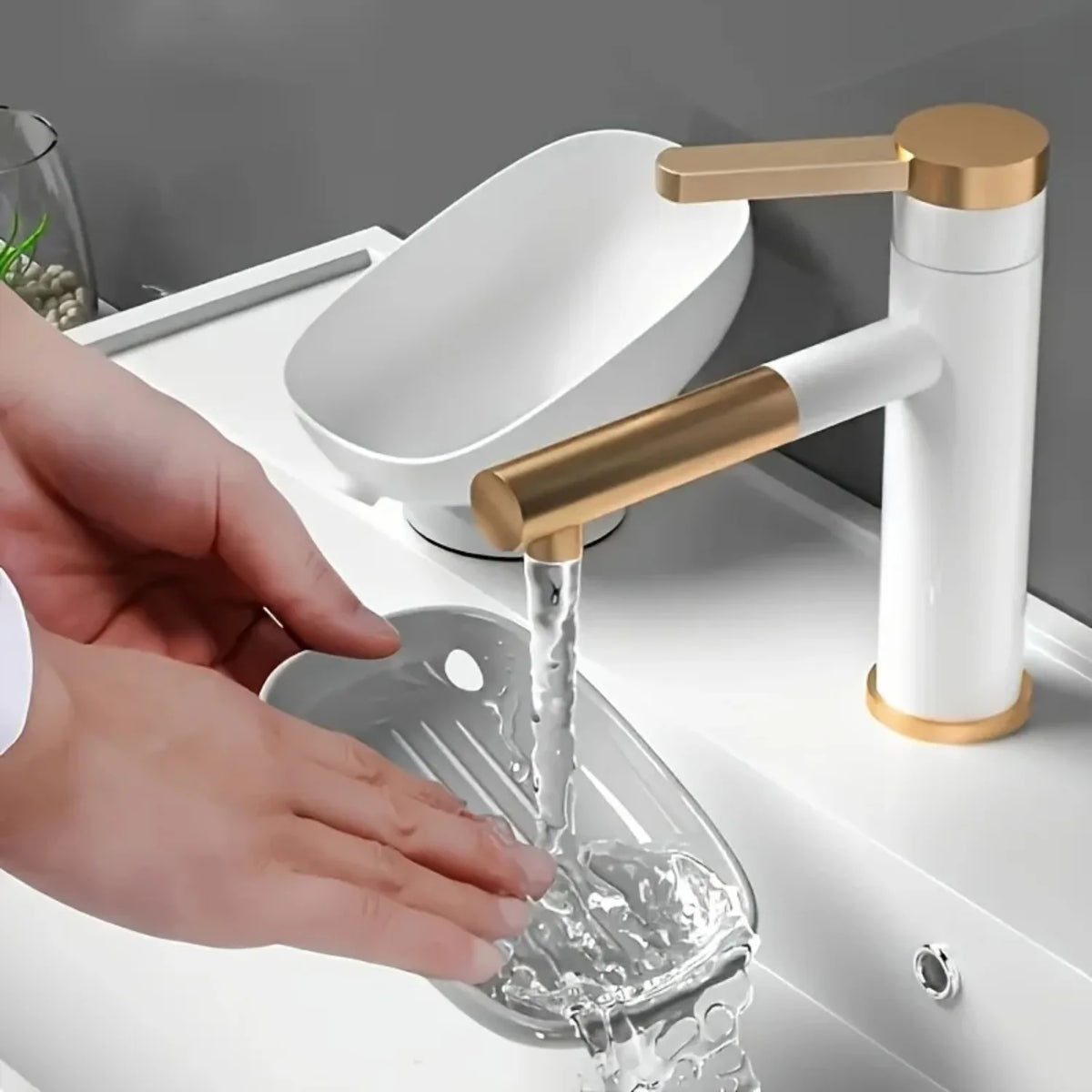 2-in-1 Bathroom Soap Holder with Suction Cups, Countertop Self Draining Soap Dish, Dual Storage for Round Square Large Soap