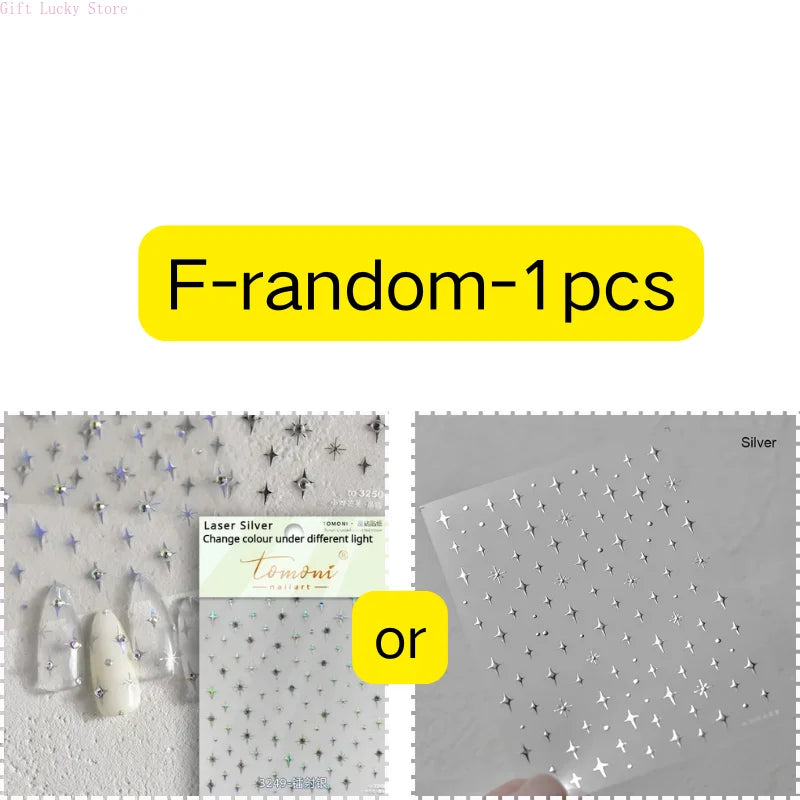1piece 5D glass fragment nail sticker high quality stained glass window grille design glitter art decoration design nail sticker