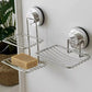Stainless Steel Suction Cup Soap Tray with Drainage Holes for Shower Bathroom Kitchen Sink Sponge Holder Rustproof Accessory