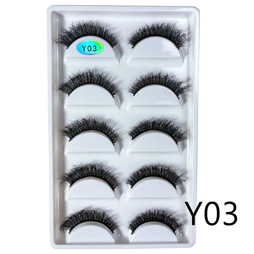 NEW 5 Pairs 3D Y08 Natural Mink False Eyelashes Fluffy Style Makeup Eyelash Fake Eye Lashes Faux Cilios Make Up Beauty Tools