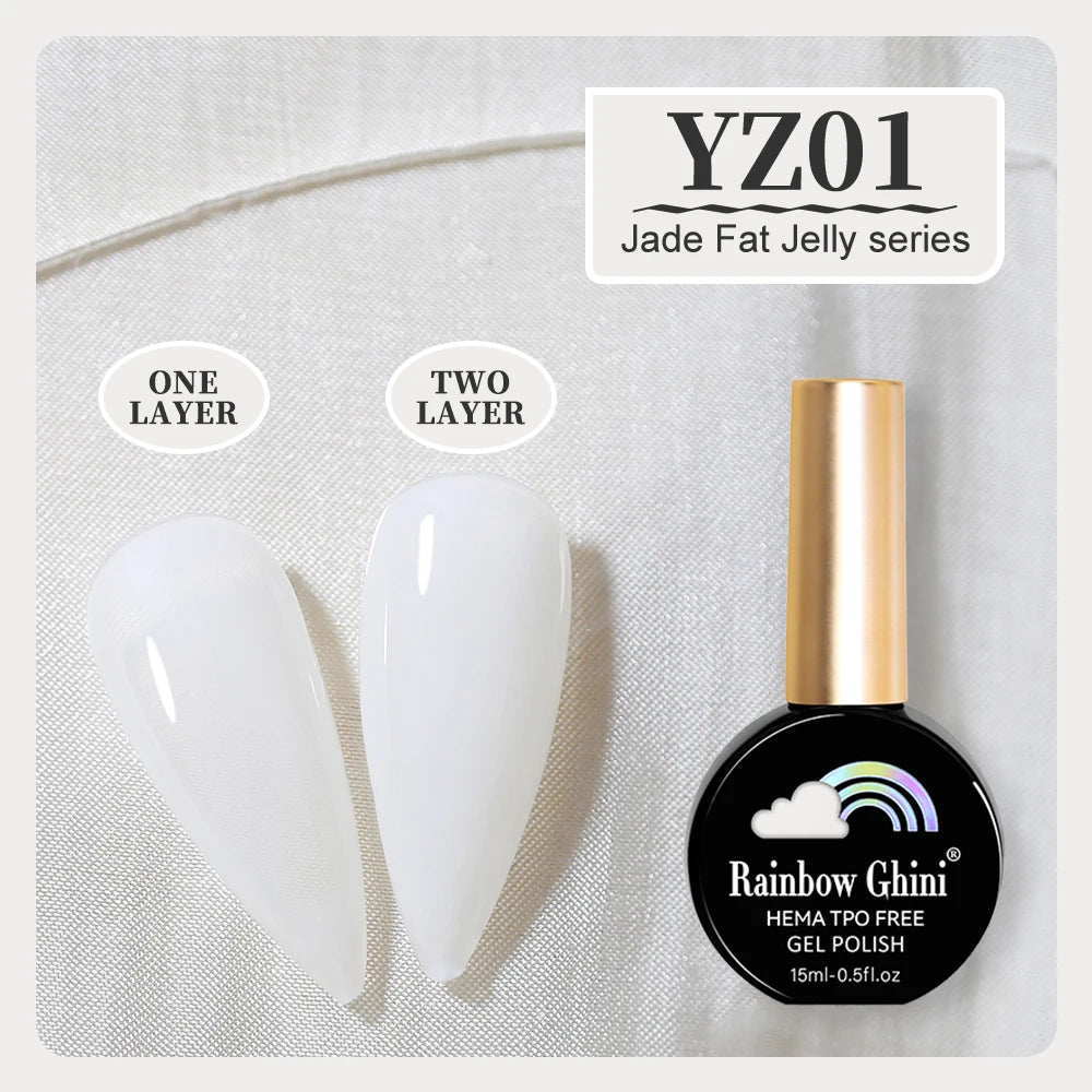 RG 15ml TPO&Hema Free 5Color Nude Jade Fat Gel Nail Polish Translucent UV Gel Polish Long Lasting Professional Nail Art Autumn
