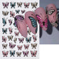 Glitter Butterfly Nail Stickers Decals Charm 3D Shiny Blue Pink Design Self Adhesive Sliders Nail Art Foils Manicure Decorations