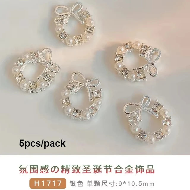 Flat Pearl Wreath Star Bowknot Butterfly Rhinestones Christmas Koi Metal Alloy Jewelry Nail Art Decorations Manicure Accessories