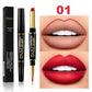 2 In 1 Matte Lipstick Pencil Double Head Lip Liner Pen Red Nude Long Lasting Waterproof Lady Charming Lip Pencil Makeup Tools