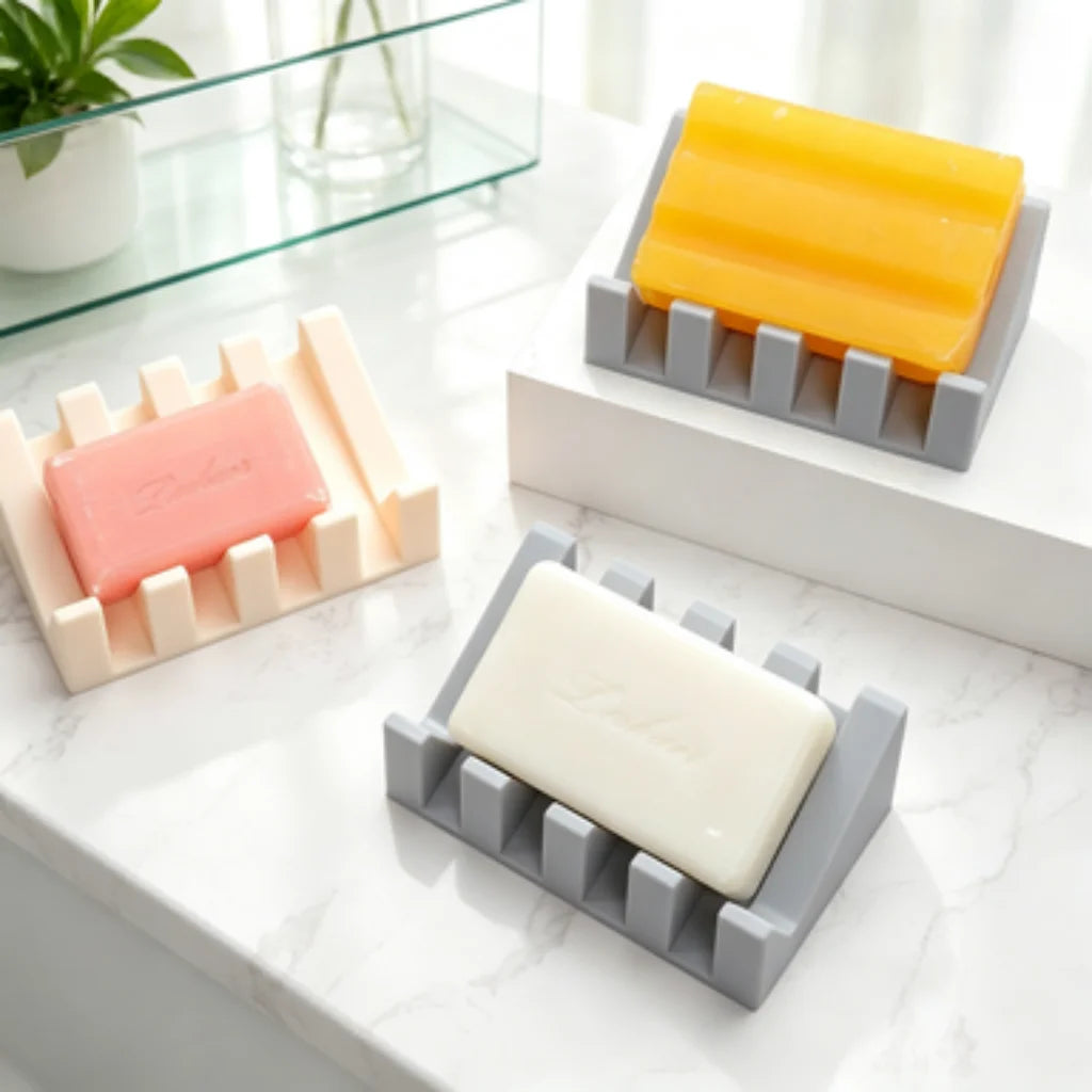 Creative Silicone Draining Soap Dish, Large Bathroom Soap Holder, Quick-Dry No Water Accumulation, Convenient Hand Soap Dish