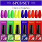 MTSSII 6PCS/Set Sparkly Red Roes Red Gel Nail Polish Shinning Nail Art LED UV Gel Varnish Nail Supplies Manicure Kit for Nails