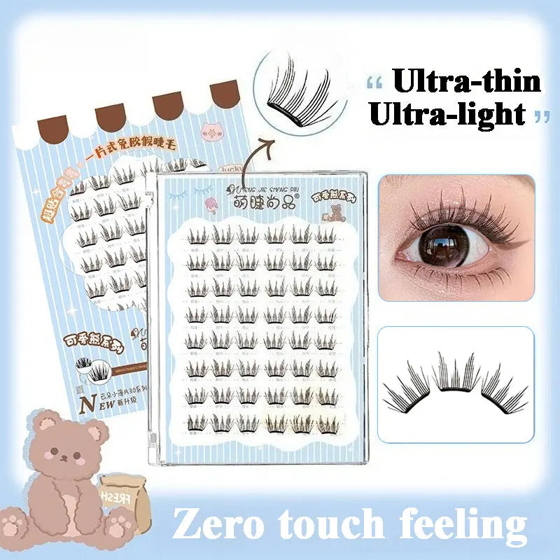 Ultra-thin Noglue Lashes Zero-touch False Eyelashes Natural Eyelash Clusters Lashes with Eyelash Glue Self Adhesive Eyelashes