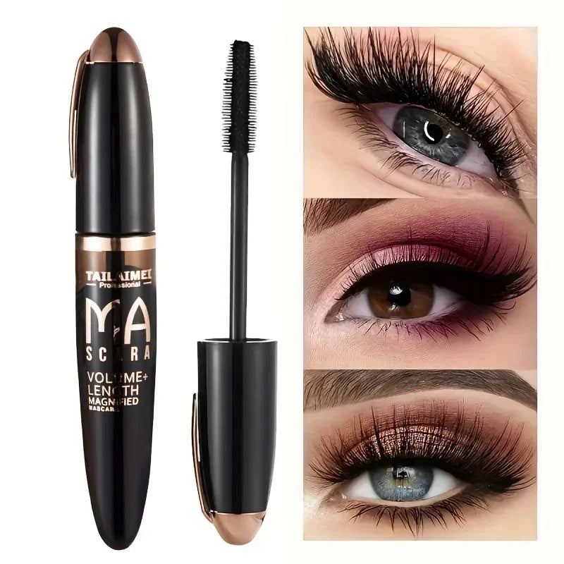 1 PC Waterproof 3D Mascara Thick Long Smudge-proof Plump Encrypted Long-lasting Curling Large Eye Makeup with 360° Spiral Brush