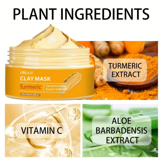 Turmeric  Clay Mask Deep Cleansing Facial Improves Dark Spots Acne Hydrating Skin Care Tightens Skin Evens Skin Tone