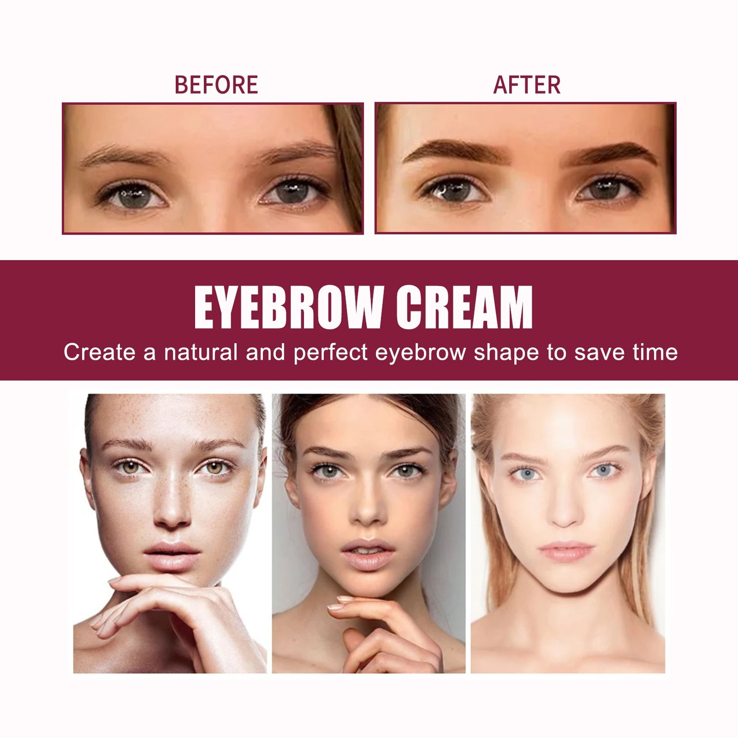 3Color Eyebrow Pomade Eyebrow Eyeliner Gel Waterproof Long-lasting Tinted Sculpted Brow Gel with Brush Eyebrow Stamp Pencil Kit