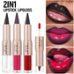 Brown Matte Lip Liner Lipstick Pencil Outlines Lip Contours 2-in-1 Mirror Glass Nude Brown Lip Gloss Makeup Waterproof Non Stick