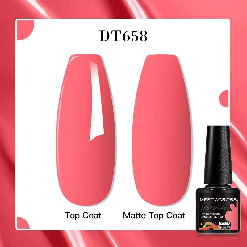 MEET ACROSS 160 Colors 7.3ml Gel Nail Polish Vernis Glitter Sparkly Semi Permanent Soak Off LED UV Gel Varnish Nail Art Manicure