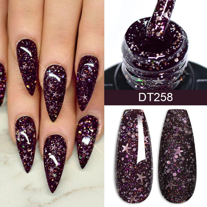 MEET ACROSS 7ml Glitter Gel Nail Polish Shiny Christmas Sequins Winter Color Semi Permanant Soak Off Nail Art Varnish Manicure
