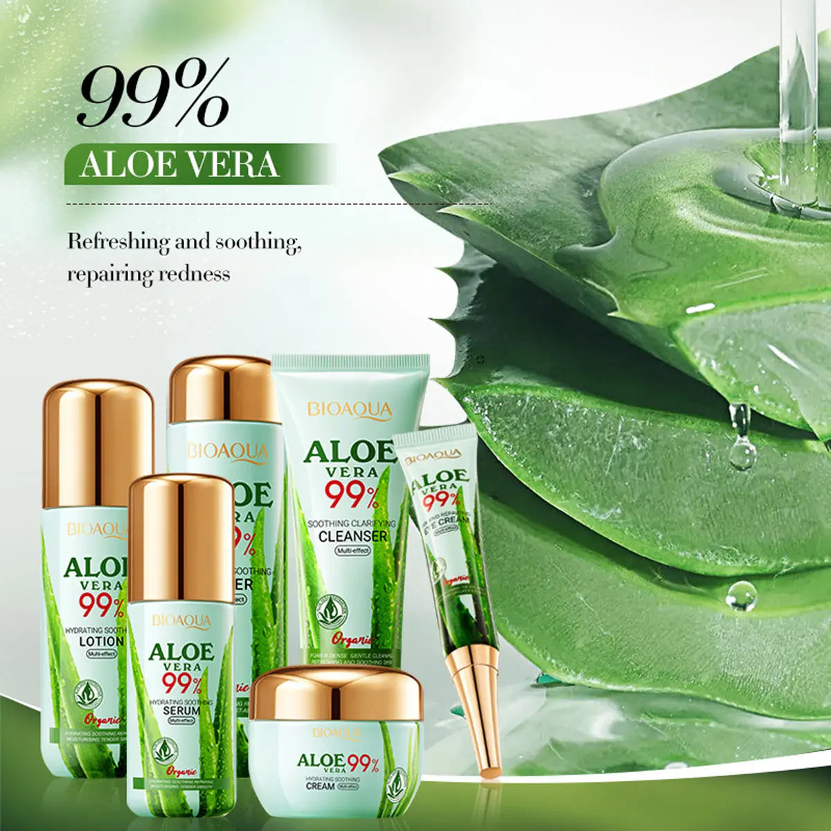 6-Piece Aloe Skin Care Set Aloe Moisturizing Skin Care Face Cream Christmas Gift Box Aloe Cleansing Cream Toner Eye Cream