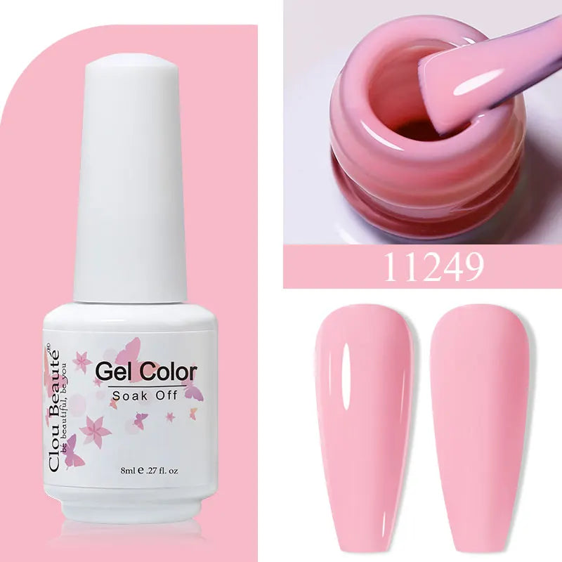 Clou Beaute 8ml Gel Polish Colorful Glitter UV Nail Gel Vernis Semi Permanent Glass Bottle Blue Green White Soak Off Gel Nail