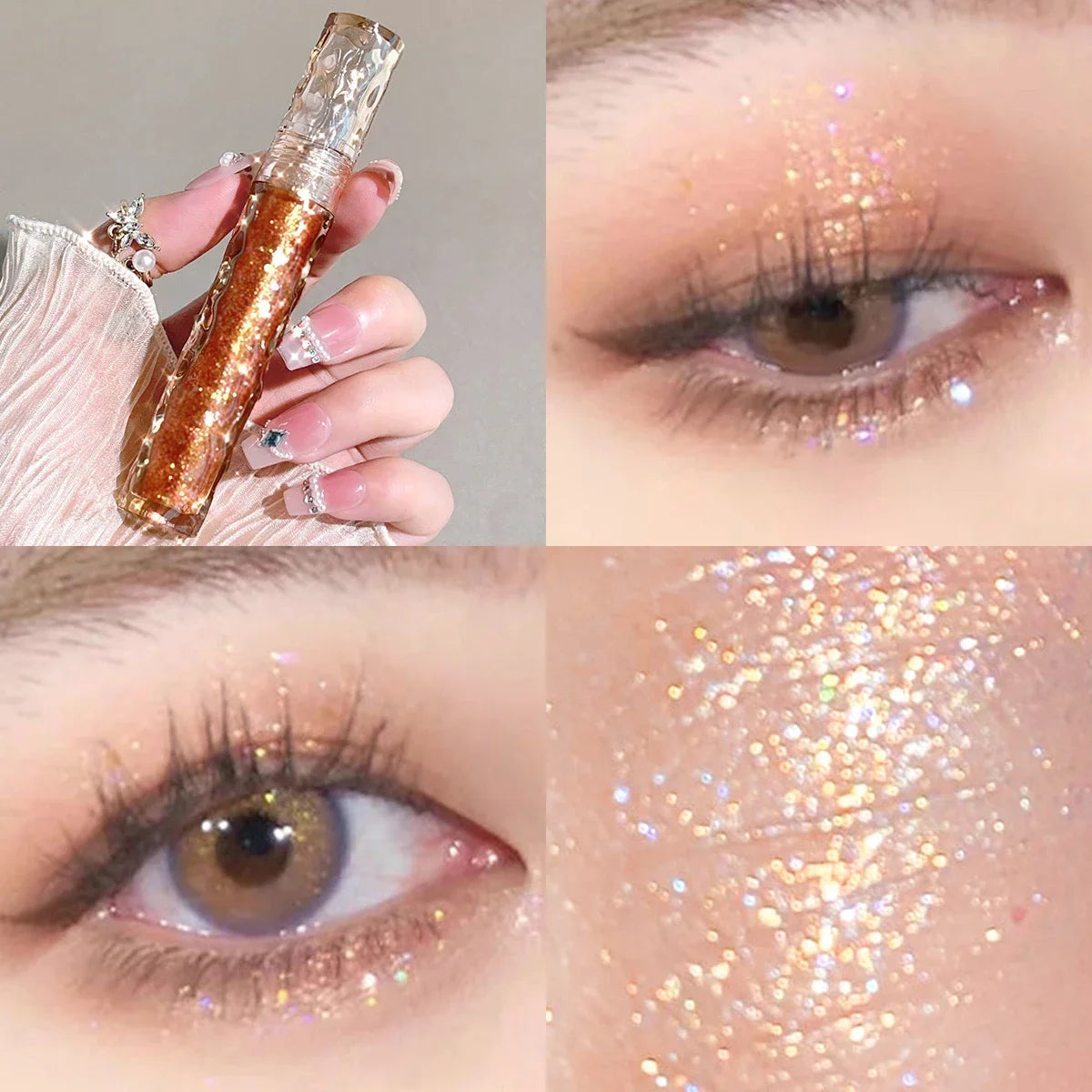HISYI Colorful Star Flash Eyeshadow Pearlescent Sequins Brighten the Eye Silkworm Monochrome Eyeshadow Liquid High Gloss Makeup